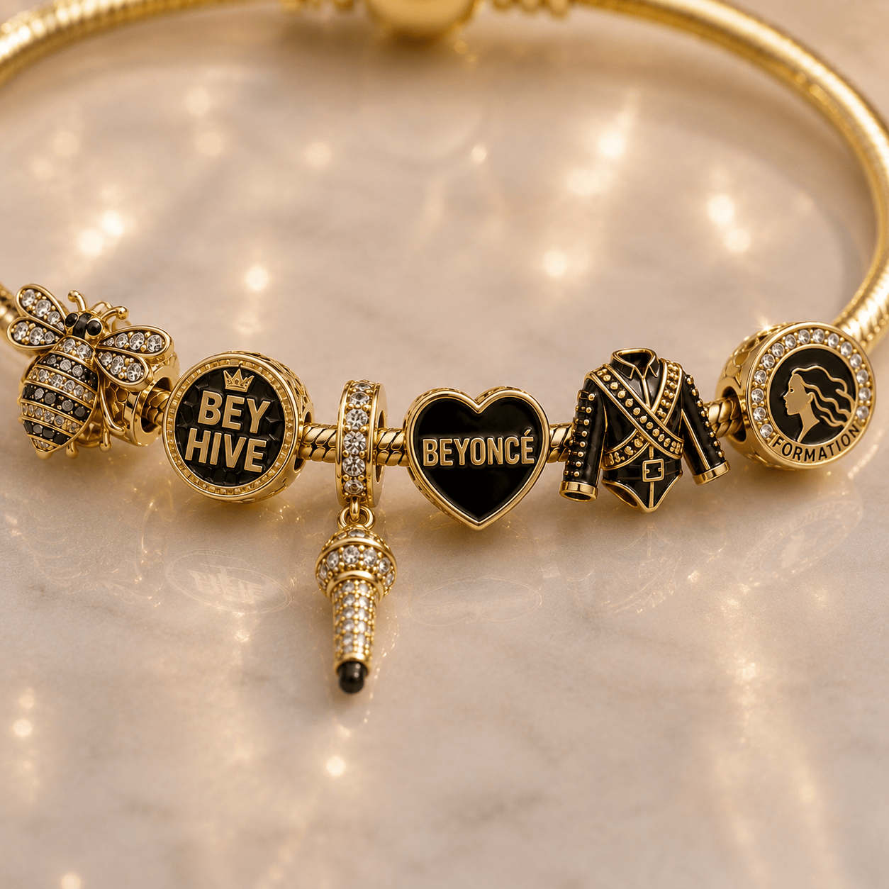 BYC Gold Charm Bracelet Set VTH