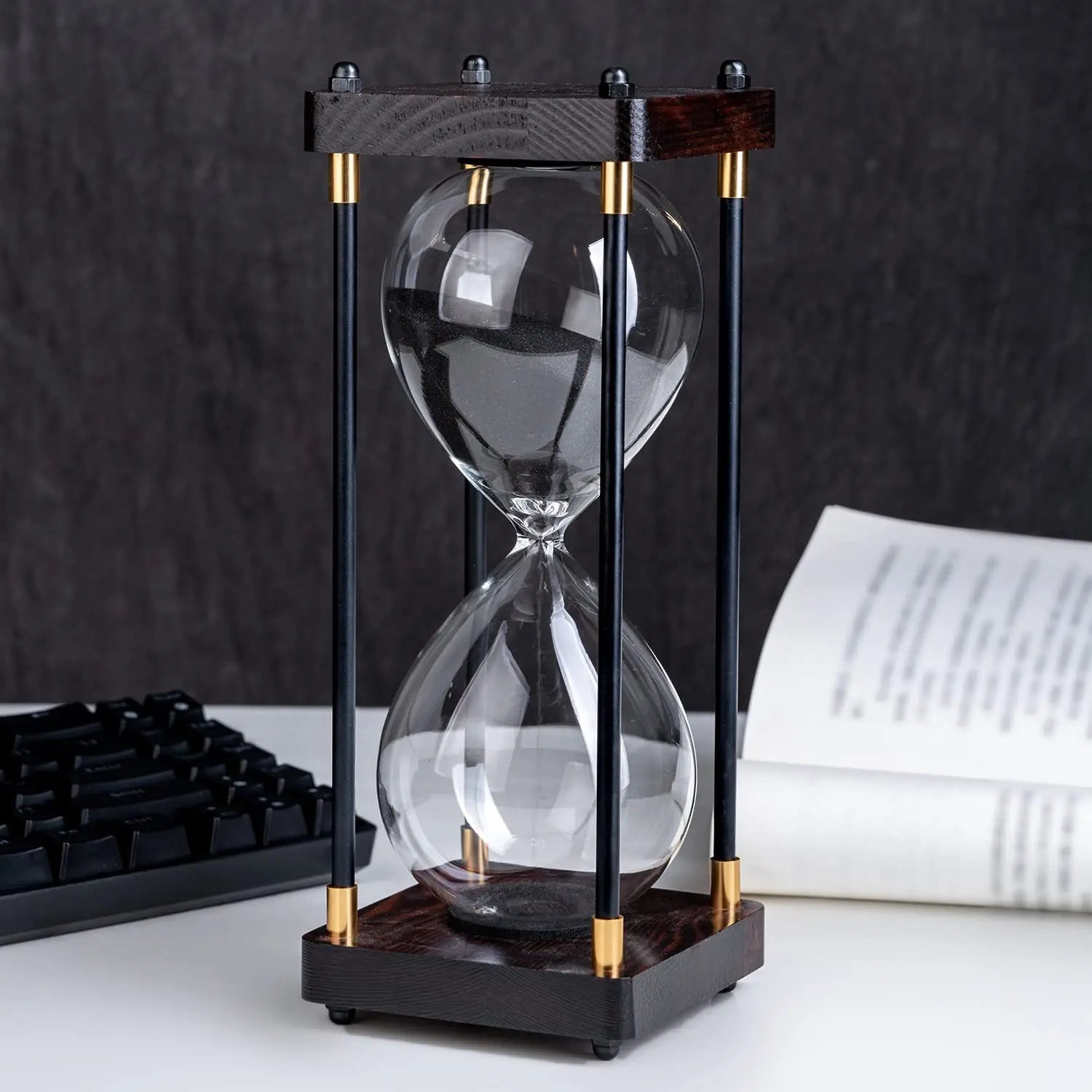 Luxury 30Min Modern Geometric Hourglass Timer Elegant Desk Accessory for Home Office Study Time Management Gift Idea
